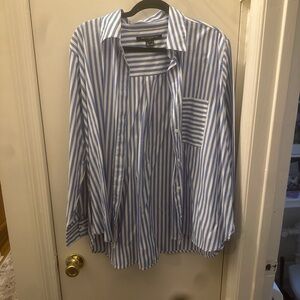 French Connection Blue and White Striped Casual Shirt